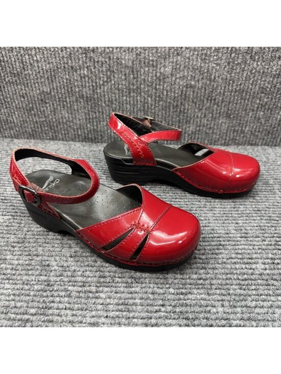 Dansko Shoes - Dansko Maeve Shoes Womens 6.5-7 37 Red Patent Leather Mary Jane Sandals Ankle